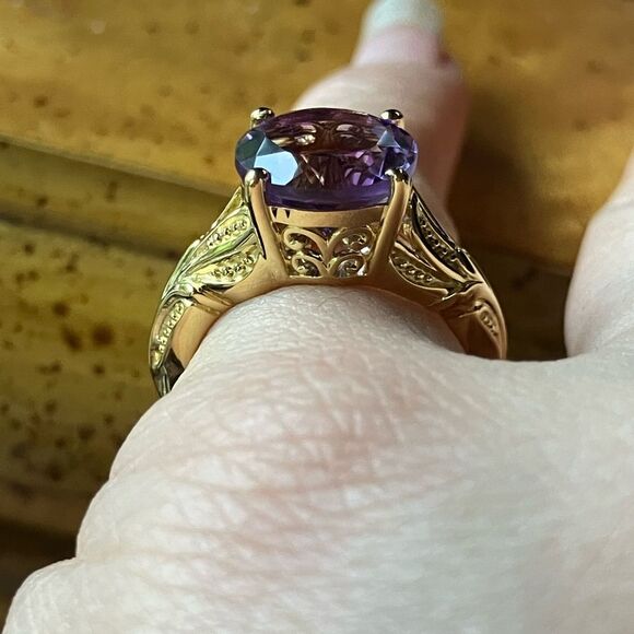 Rose de France Amethyst Sterling Silver Solitaire Ring Size 5 - Picture 2 of 8